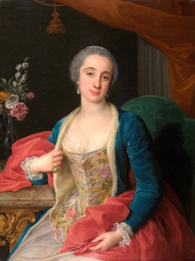 斯福尔扎-塞萨尔尼公爵夫人的肖像，1765年，1768年。 作者 庞培·巴托尼