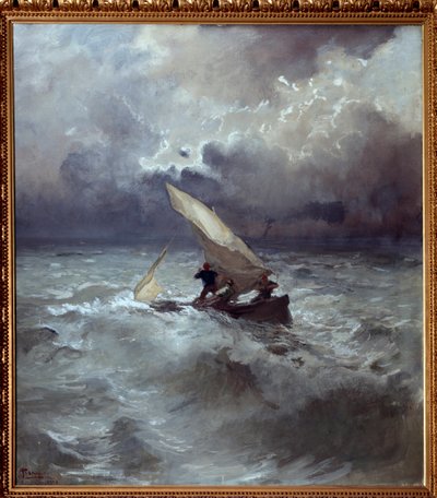 Tempete en mer (Storm at sea) Pompeo Mariani (1857-1927) 绘画 1898 Dim 145x135 cm Genes, Galleria d