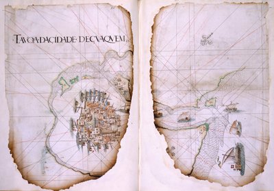 Cotton Tiberius D. IX, ff.36v-37 Cuaquem and the Persian Gulf, illustration from 