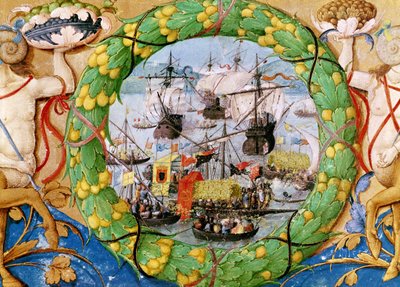 葡萄牙舰队的节日，从Lettura Nova的例证由Alem Douro，1513 作者 葡萄牙语学校