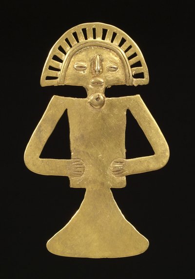 人物坠饰，c.700-1000（金） 作者 前哥伦比亚前哥伦比亚