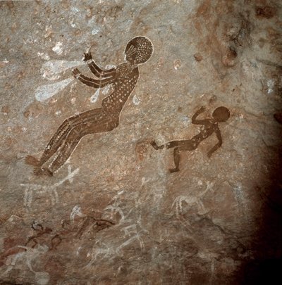 人物形象。 洞穴壁画，公元前 8000-7000 年 作者 史前史前
