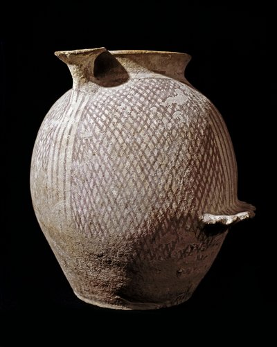 Prehistoire: 杰里科的多色陶瓷花瓶。公元前3000-2100年。安曼，考古博物馆，约旦 作者 史前史前