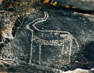 史前，岩画：表现羚羊的墓岩。石器时代，公元前5000-2000年。阿尔及利亚Haut plateau du Hoggar (Ahaggar), Taghit. 作者 史前史前