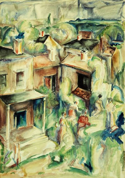 乡村，约1929年（水彩和铅笔在纸上放下） 作者 威廉·普雷斯顿·狄金森