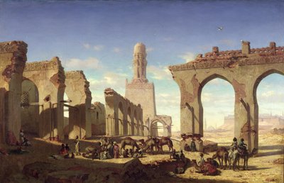哈里发清真寺的废墟El Haken，开罗，c.1840 作者 Prosper Georges Antoine Marilhat