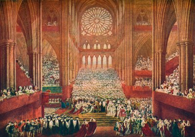 乔治四世国王在威斯敏斯特教堂的加冕仪式，伦敦，1821年1906年。   作者 普金和斯蒂芬诺夫