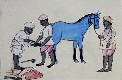 马鞋制造者（哈尔班德）约1890年（纸上水彩）。 作者 旁遮普学校