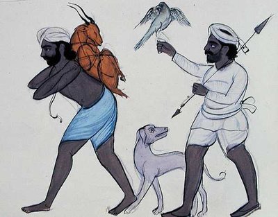 猎人，约1890年（纸上水彩）。 作者 旁遮普学校