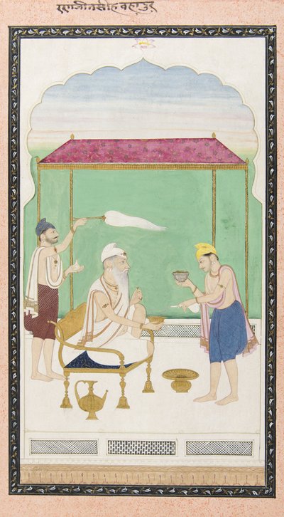 兰吉特·辛格（Ranjit Singh）坐在金椅上，约1830年由一个礼堂主持人参加 作者 旁遮普学校