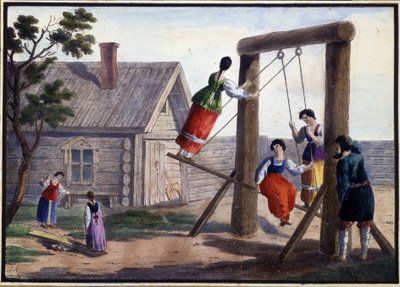 乡村娱乐。 彼得·亚历山德罗维奇·亚历山德罗夫（1794-？）的绘画。 纸本水彩、水墨 作者 彼得·亚历山德罗维奇·亚历山大