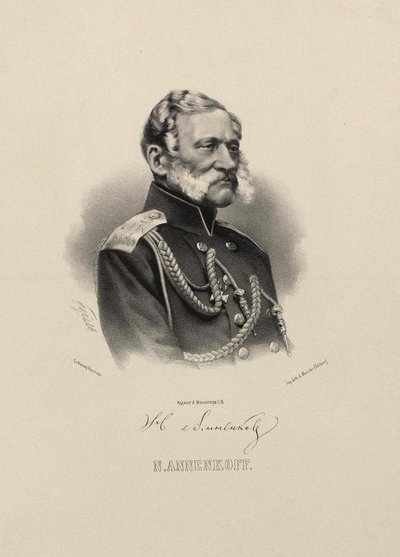 尼古拉-尼古拉耶维奇-安年科夫将军的画像，1799-1865。 作者 彼得·费奥多罗维奇·波雷尔（Pyotr Fyodorovich Borel）