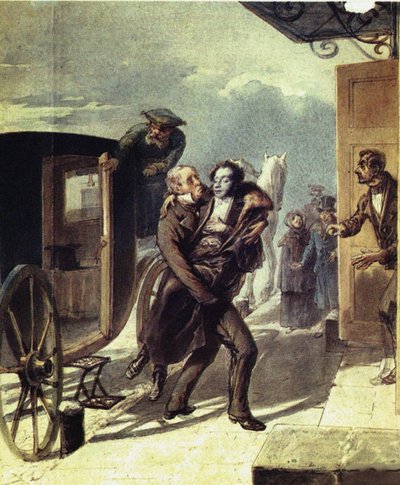普希金决斗之后，1855年 作者 彼得·费奥多罗维奇·波雷尔（Pyotr Fyodorovich Borel）