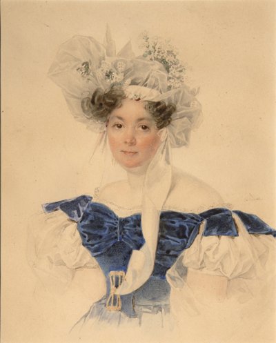 伯爵夫人瓦瓦拉·谢尔盖耶夫娜·格利特西娜（1794-1875）肖像，内米·鲁缅采娃·卡古尔斯卡（NéeRumyantseva-Kagulska），1830年代中期 作者 彼得·费奥多罗维奇·索科洛夫