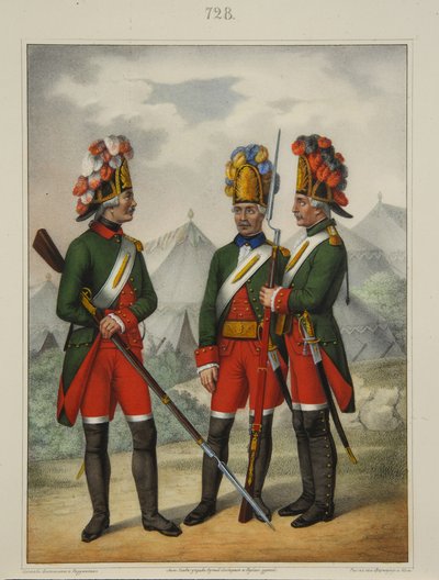 1840年代初期1763-1775年的Preobrazhensky，Semenovsky和Izmailovsky军的掷弹兵 作者 彼得·伊万诺维奇·拉祖米欣