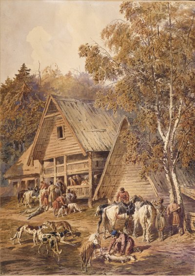 狩猎者》，1863年 作者 彼得·彼得罗维奇·索科洛夫（Pyotr Petrovich Sokolov）