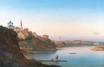 莫斯科Krutitsy的Dormition教堂，背景是Simonov修道院，1858年。 作者 彼得·谢尔盖耶维奇·斯捷潘诺夫