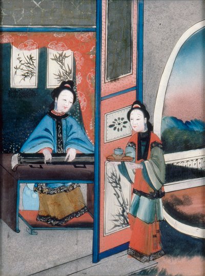 中国室内，约 1800 年（布面油画） 作者 清代中文学校