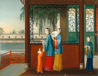 室内装饰，约 1800 年（布面油画） 作者 清代中文学校