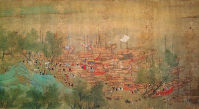 康熙皇帝 1699 年巡幸江汉》，取材于陈超平（1661-1722 年）（绢底纸本水墨设色） 作者 清代中文学校