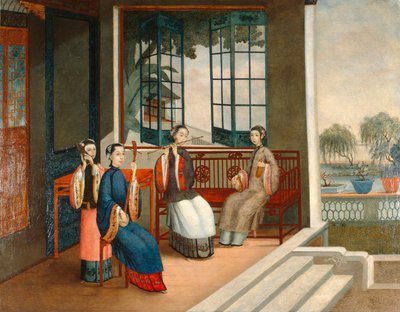 音乐家，约 1800 年（布面油画） 作者 清代中文学校