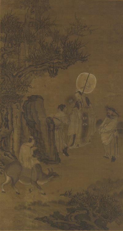 17-18世纪杨素总理和勤奋好学的青年（丝绸面板上的墨水和颜色） 作者 Qing Dynasty Chinese School