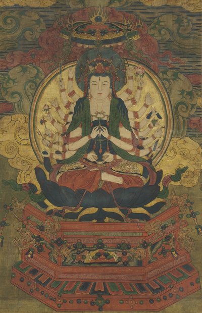 千臂观音（丝绸上的墨水，颜色和金色） 作者 Qing Dynasty Chinese School