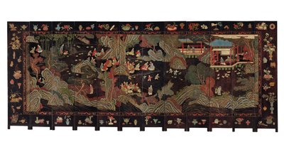 十二重屏风屏风，十八世纪 作者 清代中文学校
