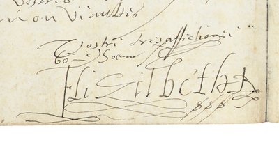 1596年，英国伊丽莎白一世致法国亨利四世的一封信上签名 作者 英国女王伊丽莎白一世和
