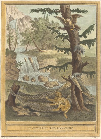 猫和老鼠》(Le chat et le rat) 作者 让·巴蒂斯特·乌德里 (Jean Baptiste Oudry) 之后的昆汀·皮埃尔·切德尔