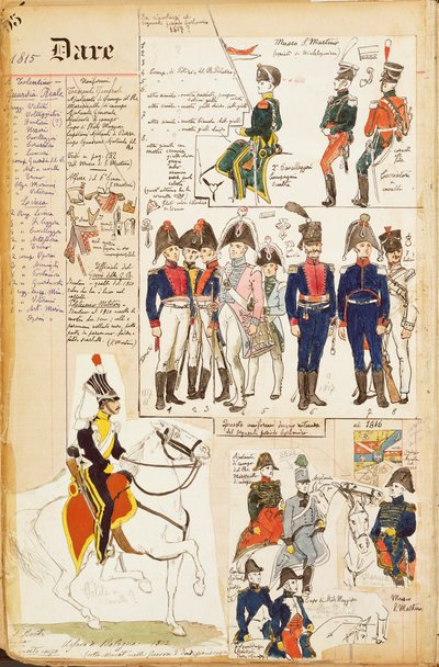 各种制服，Quinto Cenni，彩色版，约 1815 年 作者 昆图森尼