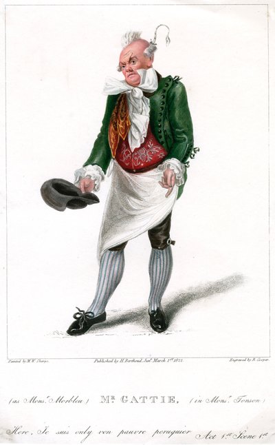 加蒂（Gattie）先生于1822年在汤森先生（Monsieur Tonson）中担任莫布留先生（Monsieur Morbleu）。 作者 库珀