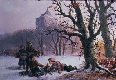 孩子们在雪地里玩耍 作者 R·弗维尔