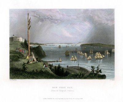 从美国电报站看到的纽约湾，1838年。 作者 瓦利斯