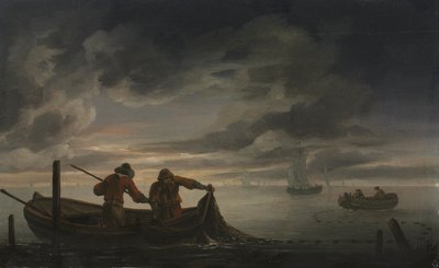有渔夫的河口场景，16 世纪第二季度（木板油画） 作者 拉斐尔·格维特斯·坎普森