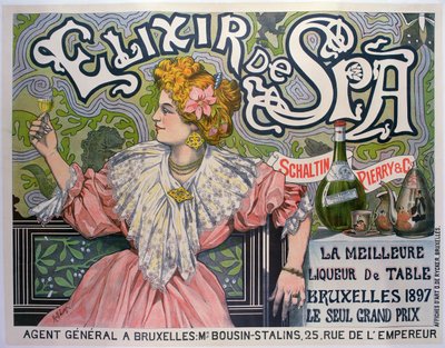 比利时利口酒“Elixir de Spa”广告海报 作者 拉夫 (1861 1952)
