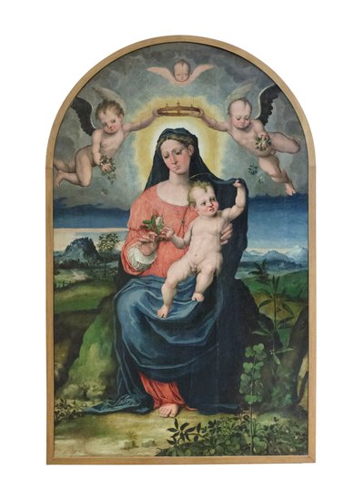 圣母与圣婴，1543 年前（油画） 作者 米开朗基罗的拉斐尔诺（16世纪）