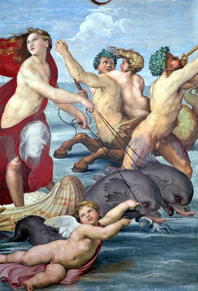 Galatea，mermen和海豚细节，1506壁画细节56473 作者 拉斐尔（Raffaello Sanzio Raphael）