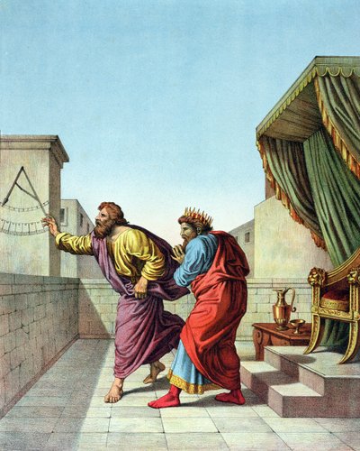 希西家王在上帝的指示下，通过以赛亚，他将再活15年 作者 拉斐尔（Raffaello Sanzio Raphael）