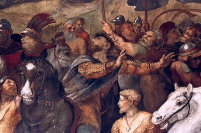 教皇利奥一世（Pope Leo I），排斥阿提拉，细节，1511-14年 作者 Raffaello Sanzio Raphael