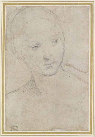 研究一名年轻女子的头， 作者 Raffaello Sanzio Raphael
