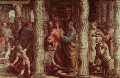 瘸腿人的治疗（西斯廷教堂的卡通）（预恢复） 作者 拉斐尔（Raffaello Sanzio Raphael）