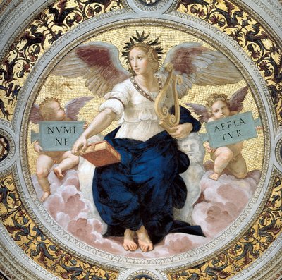 诗歌。塞格纳图拉厅，1508年 作者 拉斐尔（Raffaello Sanzio Raphael）