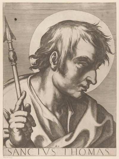 托马斯万岁
托马斯圣歌（物品上的标题）
Christus, Maria en de twaalf apostelen（系列标题）
Il sacrato collegio apostolico（系列标题） 作者 拉斐尔（Raffaello Schiaminossi）