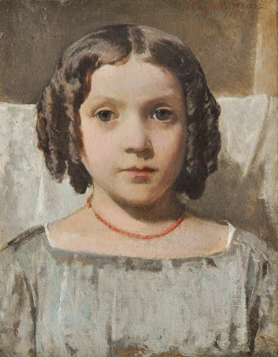戴珊瑚项链的女孩 作者 拉斐尔·塞内西（Raffaello Sernesi）
