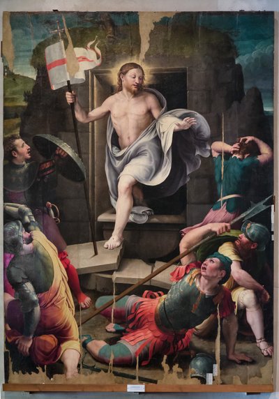 基督复活》，di Raffaellino del Colle（画板油画） 作者 拉斐尔·达尔·科尔