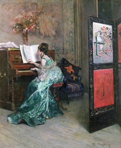 夫人在室内弹钢琴 作者 Raimundo de Madrazo y Garreta