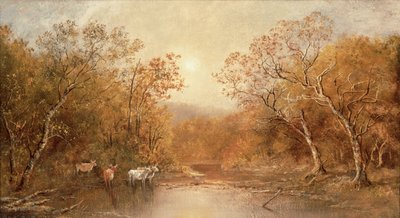 有牛的风景（布面油画） 作者 拉尔夫·阿尔伯特·布莱克洛克