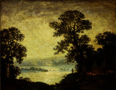 月光，印第安人营地，1885-1889。 作者 拉尔夫·阿尔伯特·布莱克洛克