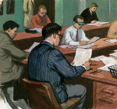 20 世纪 60 年代办公桌前的记者们 作者 拉尔夫·布鲁斯